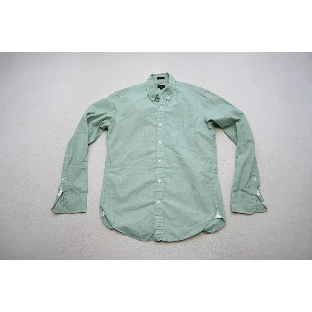 J.Crew Button Down Dress Shirt Mens‎ Small Mint Green Slim Fit Long Sleeve EUC